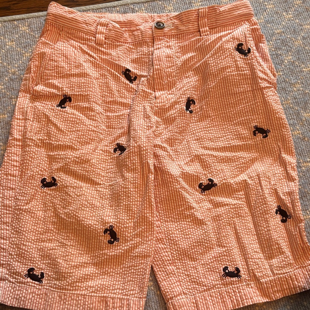 Brooks Brothers Orange Shorts with Crab Embroidery EUC Sz 12